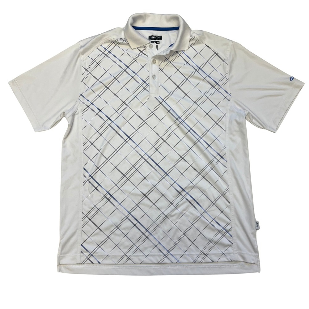 Snake Eyes Dry-18 Golf Polo Men's M White‎ Performance Shirt Blue Plaid